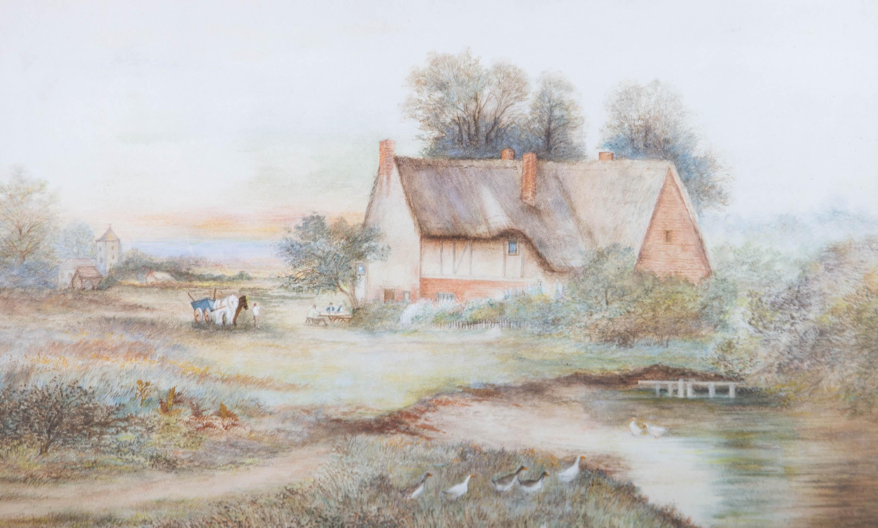 C.A. Horner - Early 20th Century Watercolour, Farm Scene with Horse Cart For Sale 1