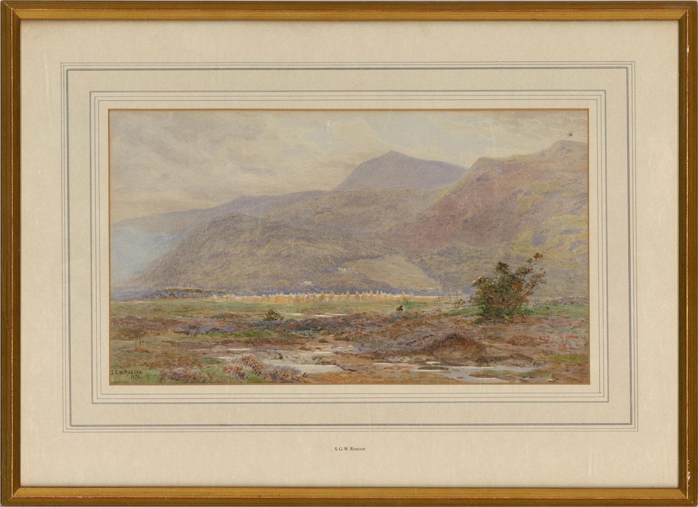A charming watercolour painting with areas of sgraffito by the artist S.G. William Roscoe. The scene depicts a view at Rhaeadr Ewynnol Swallow Falls, in North Wales. Signed and dated to the lower left-hand corner. Artist's name is inscribed on the