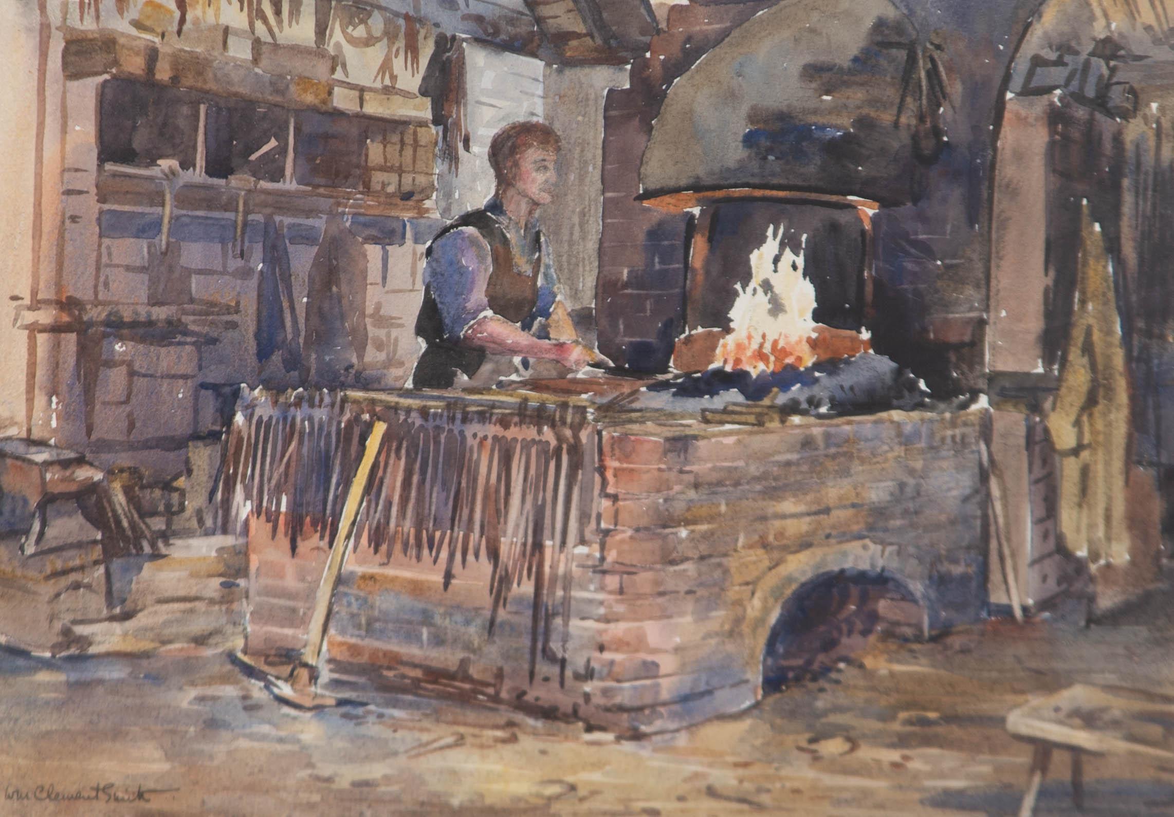 Winifred Clement Smith (1904-2000) - Watercolour, Blacksmith, Penshurst Forge For Sale 1