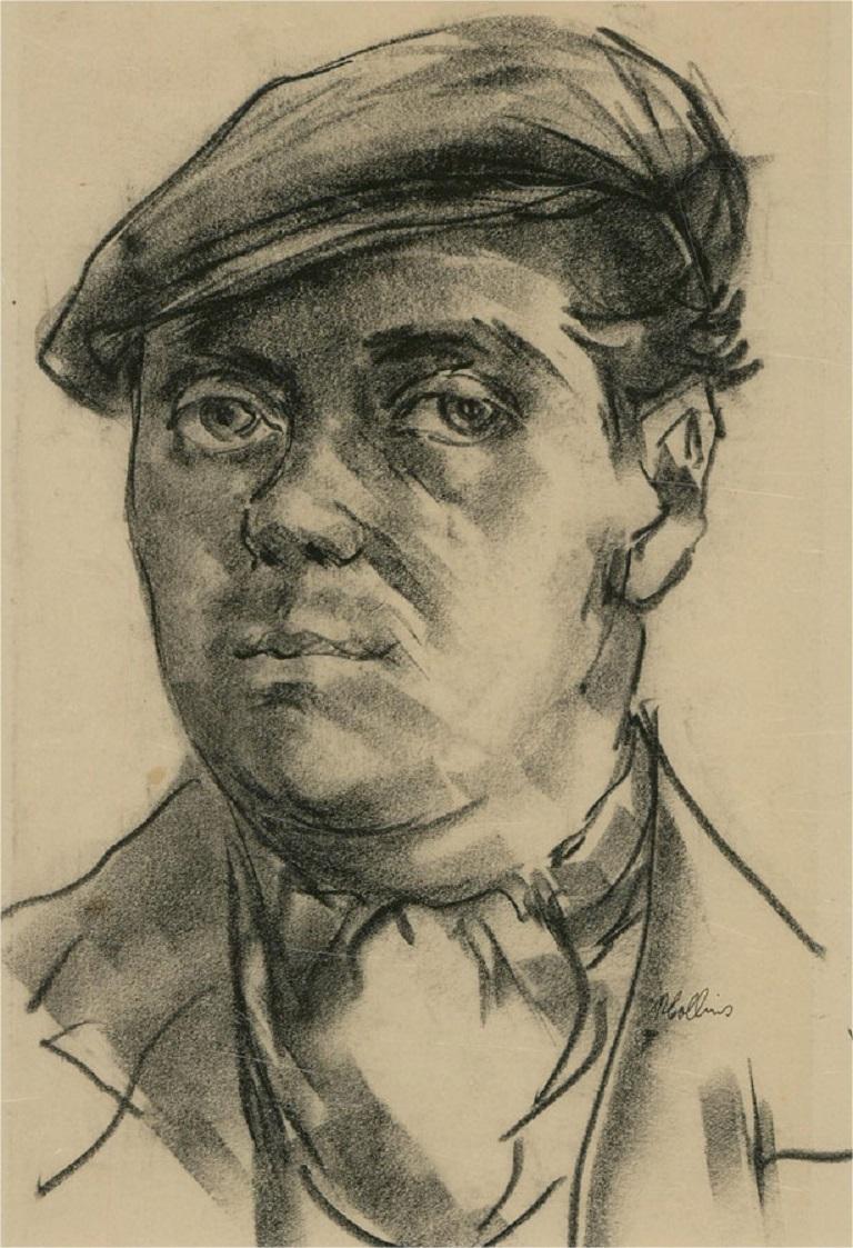 ARCA - Kohlezeichnung des 20. Jahrhunderts, Figur mit flacher Kappe von Peter Collins – Art von Peter Collins ARCA