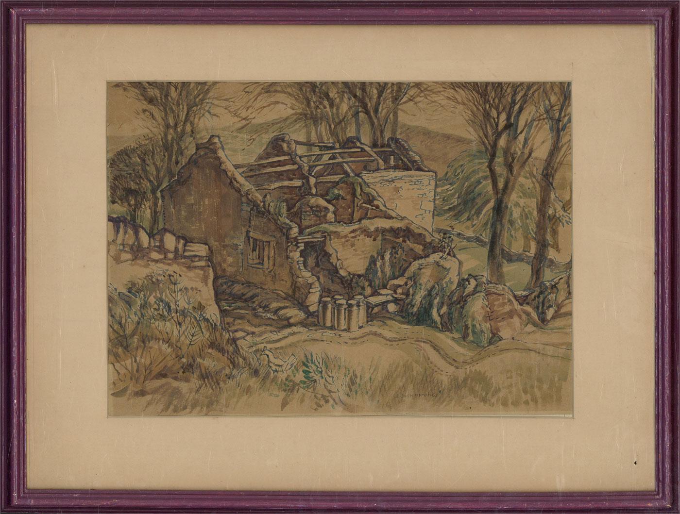 Edgar Owen Jennings (1899â€“1985) - Mid 20th Century Watercolour, Dairy In Ruins For Sale 1