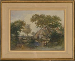 Thomas R Colman Dibdin (1810–1893) - 1854 Watercolour, Cottage By The Stream