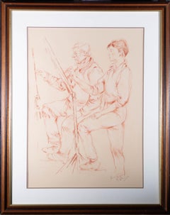 Franco Matania (1922-2006) - Drawing signé 20th Century Chalk Drawing, The Art Students