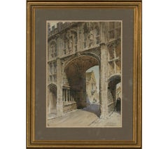 Mid 20th Century Watercolour - Wells Cathedral, Archway To Vicar
s The Close