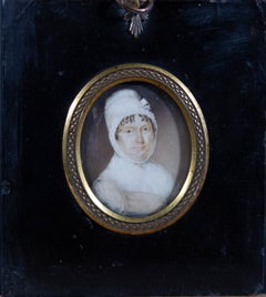 Aquarelle du début du XIXe siècle - Portrait de Mme Powell