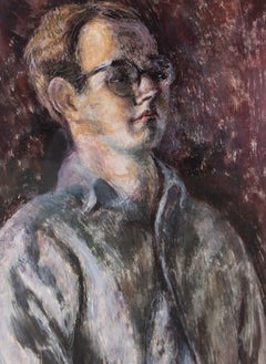 Eve Disher (1894-1991)-Enmarcado Gouache de mediados del siglo XX, Retrato de caballero