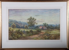 Attribué. Henry J. Stannard (1844-1920) - Aquarelle, coucher de soleil anglais