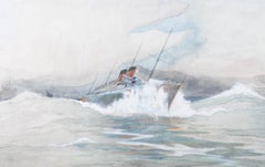 Alan Hill Reid - 20th Century Watercolour, A Ship in Choppy Waters