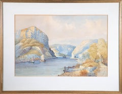19th Century Watercolour - A View of Rhine River