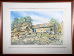 Andrew G. Storrie - Großes Aquarell von 2001, Bauernhofszene