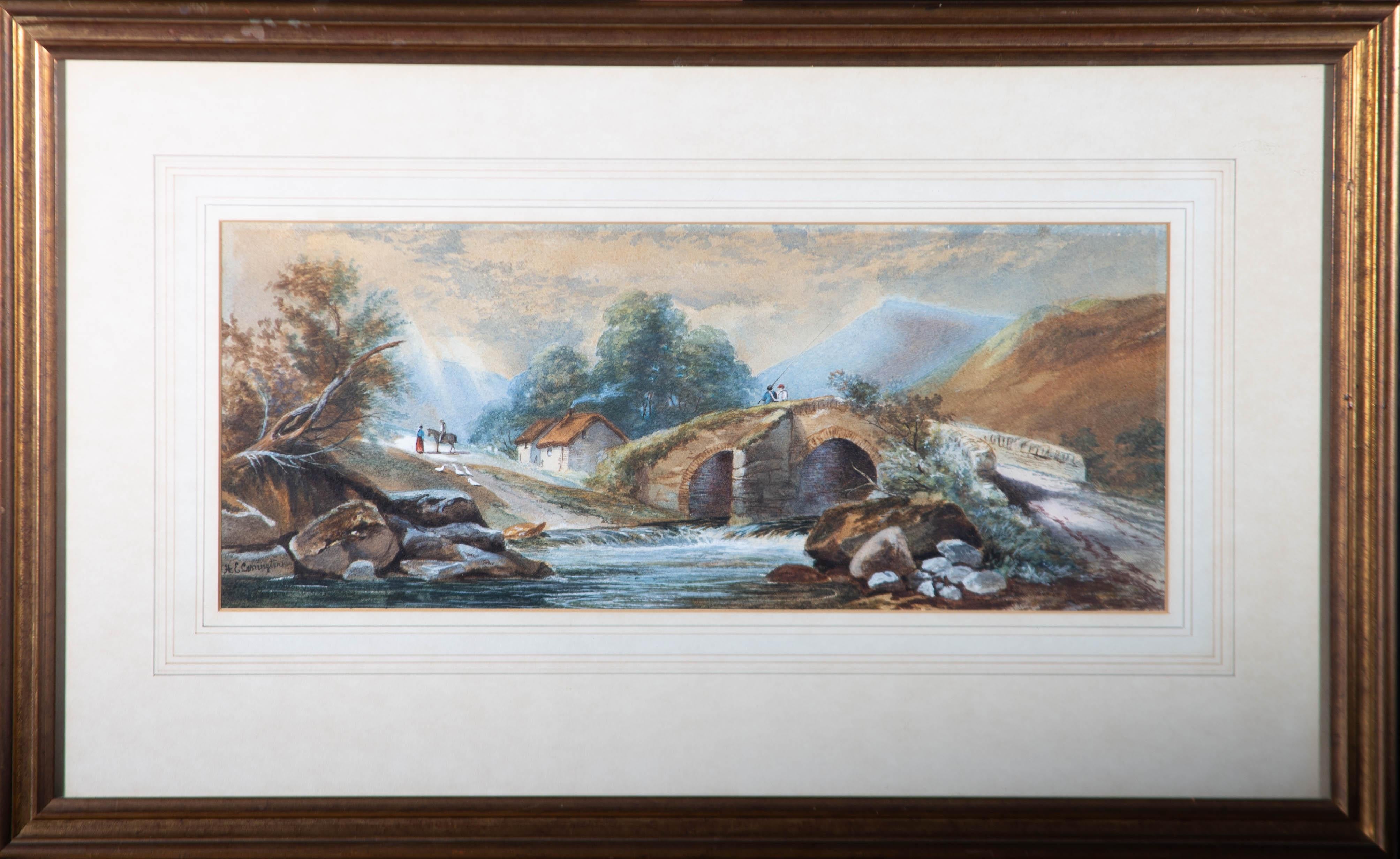 With masterful composure, H. Carrington renders a charismatic study of a country bridge with expert understanding of light and shadow. The artwork has been finished with subtle body colour and is signed in the bottom left-hand corner. Well,