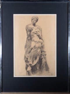 Giorgio Matteo Aicardi (1891-1985) - Drawing en graphite de 1916, Médicis Madonna