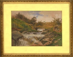 Antique Cyril Ward RCA (1863-1935) - 1892 Watercolour, A Fall in the Willan, Eskdale