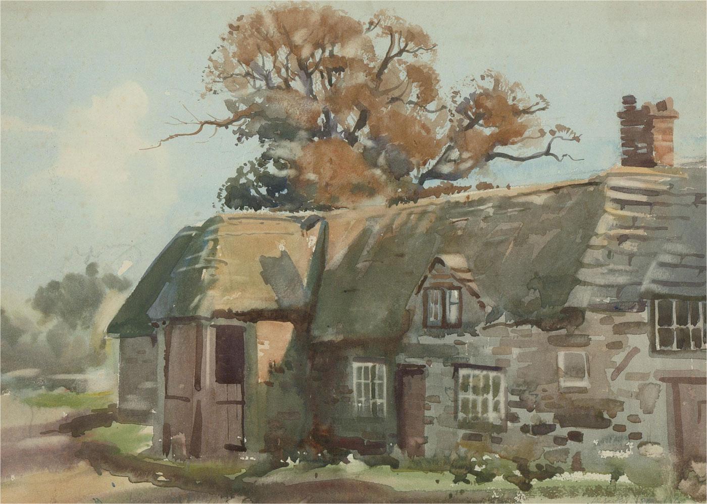 A delightful watercolour painting by the artist Arthur Royce Bradbury ARWA, depicting a deserted farmhouse in Dorset. Signed to the lower margin. Title and date to the lower right-hand corner. Well-presented in a washline card mount and in a thin