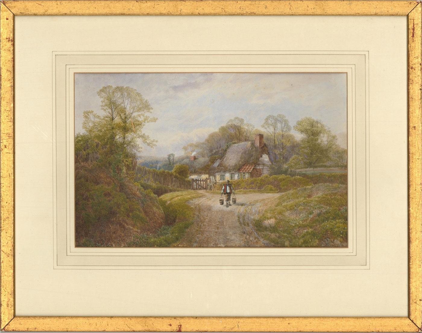 Unknown Landscape Art - Early 20th Century Watercolour - Figure on a Country Lane