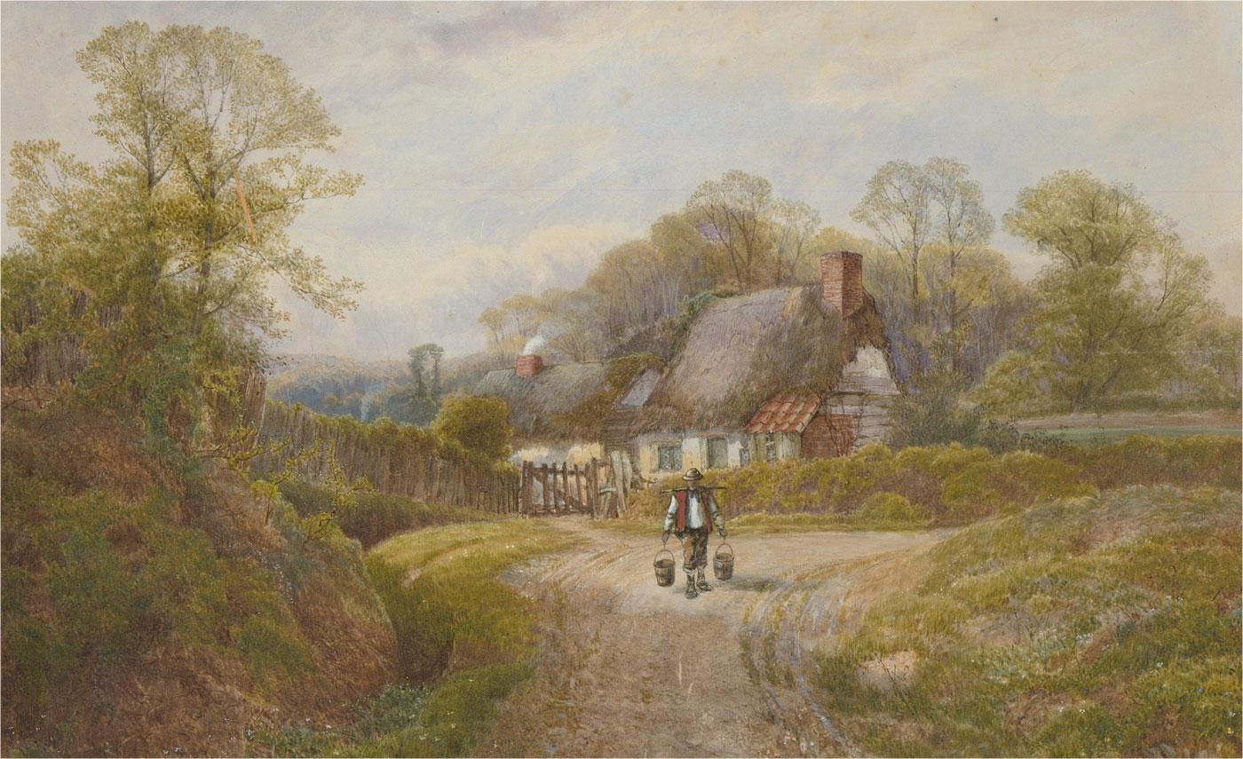Early 20th Century Watercolour - Figure on a Country Lane - Art by Unknown