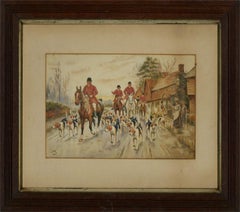M. R - Signed & Framed 1907 Watercolour, Before the Hunt