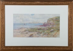 George Barker (1858-1911) - Aquarelle de la fin du XIXe siècle, Grazing côtier