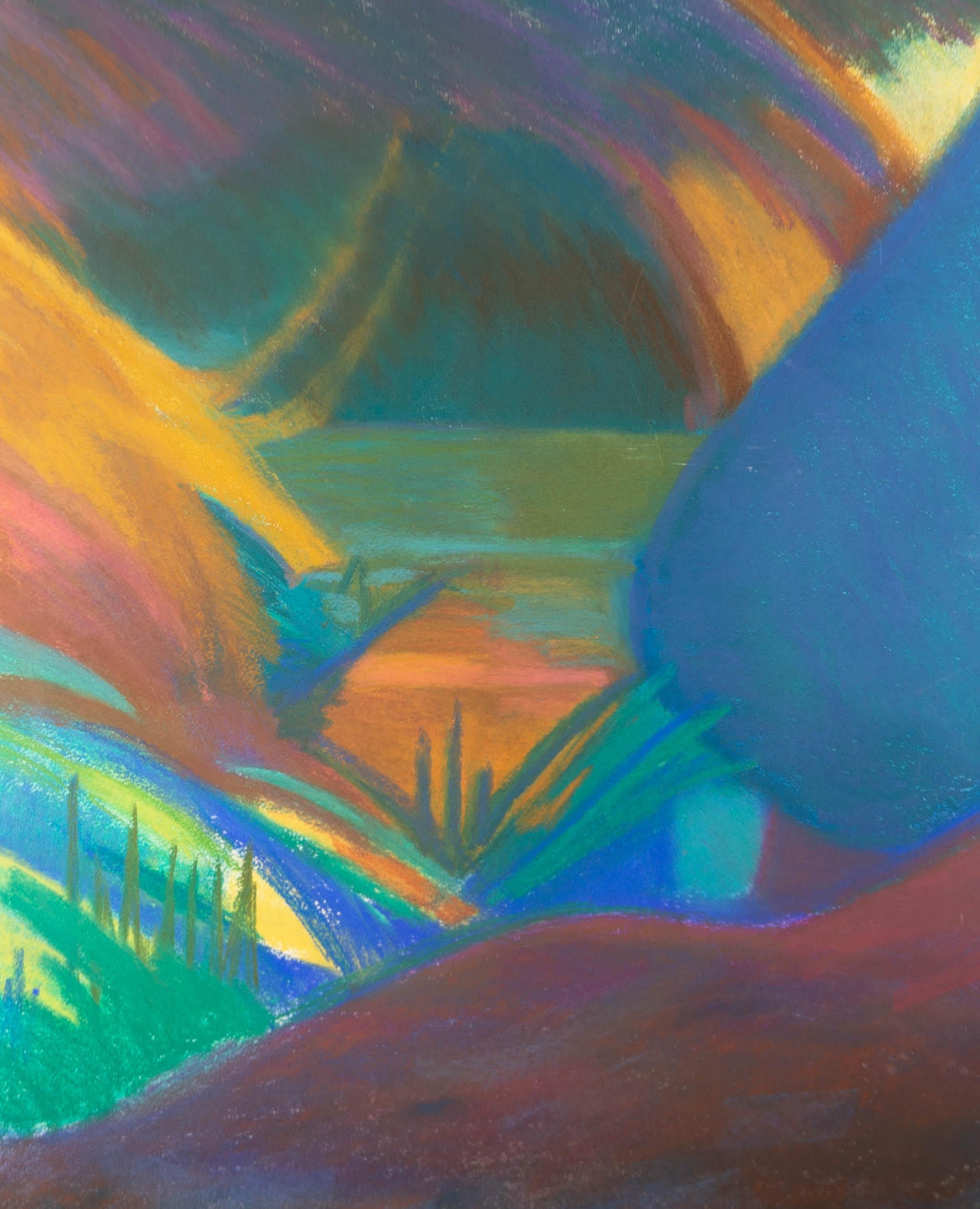 Joyce Moore - Contemporary Pastel, Landscape at Dusk For Sale 1