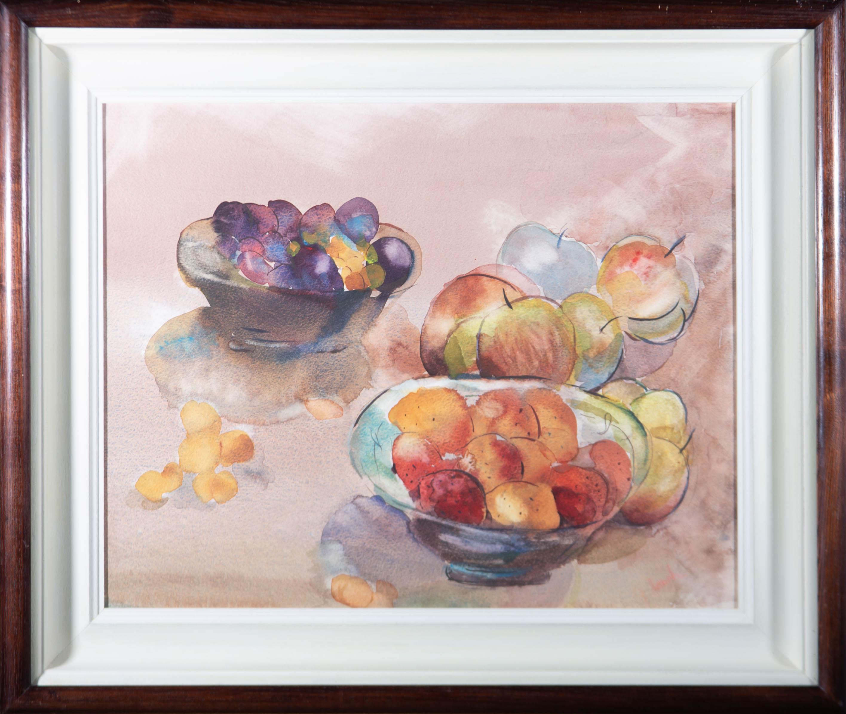 Unknown Still-Life - Framed 20th Century Watercolour - Still Life, Fruit Bowls