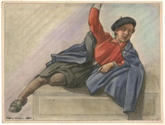 Giorgio Matteo Aicardi (1891-1985) - Pastello della metà del XX secolo, Donna reclinata