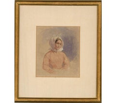Antique Mid 19th Century Watercolour - French Fishwife