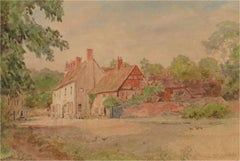 Thomas N. Tyndale (1860-1930) - Aquarelle de la fin du XIXe siècle, cottages de campagne