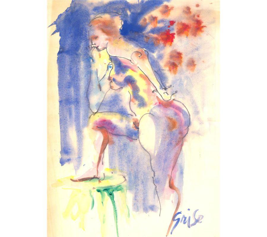 Hendrik Grise (1917-1982) - 20th Century Watercolour, Vibrant Female Figure 2