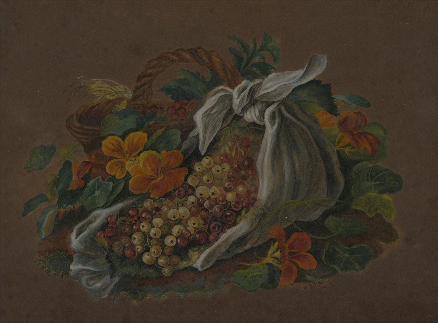 Mid 19th Century Watercolour - Autumnal Bounty - Art by Unknown