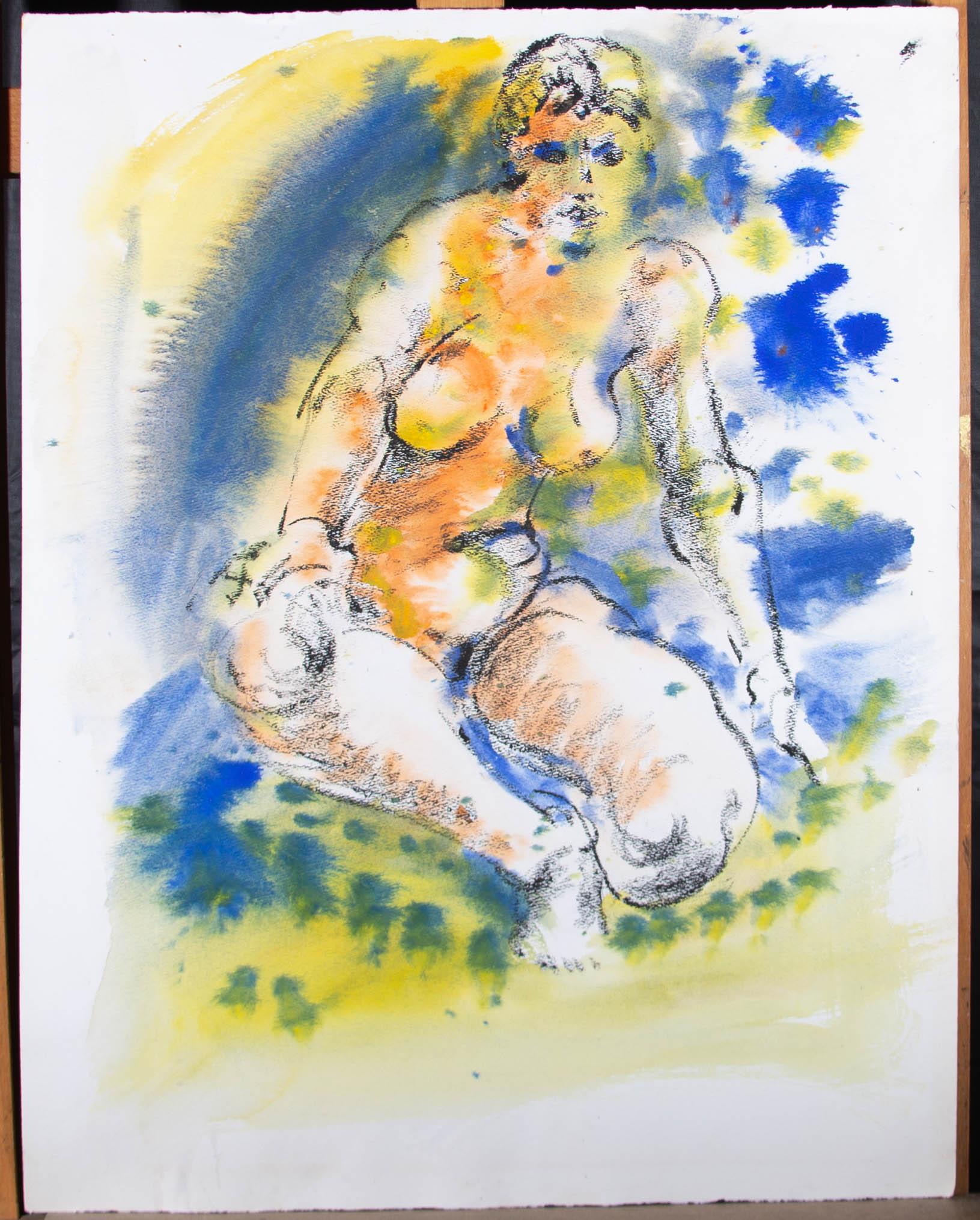 Hendrik Grise (1917-1982) - 20th Century Watercolour, Seated Nude Figure 1