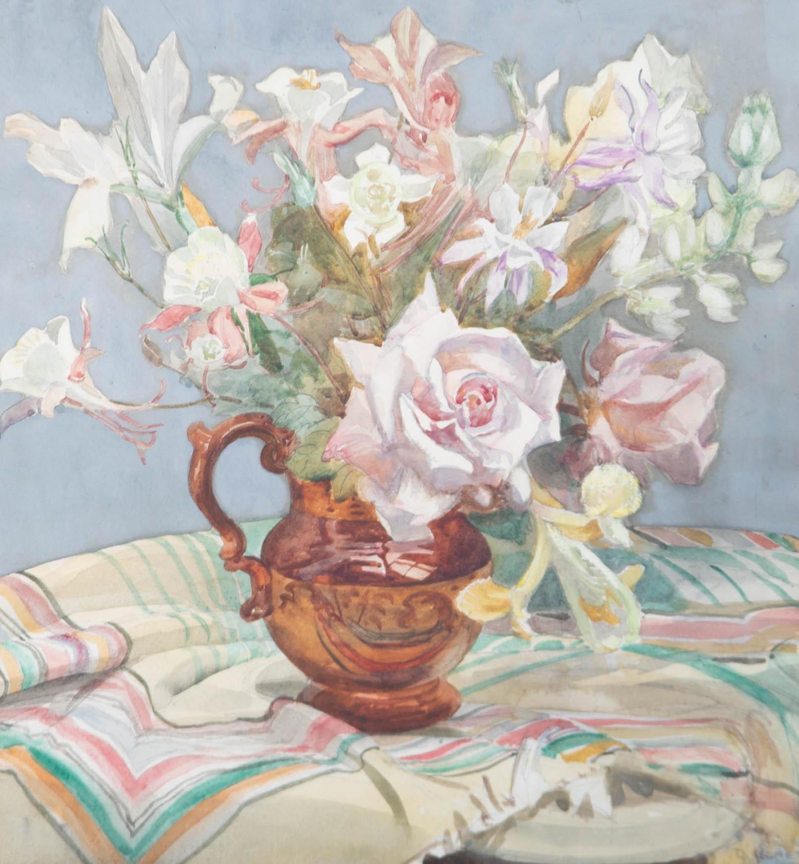A. Dorothy Cohen (1887-1960) - Aquarell-, Blumenvase aus der Mitte des 20. Jahrhunderts im Angebot 1