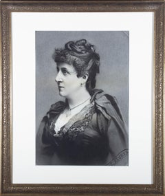 F. Laeuber - Late 19th Century Charcoal Drawing, Portrait of a Lady