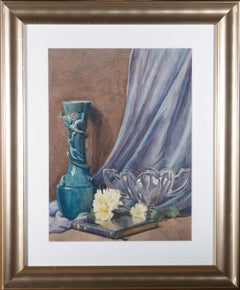 Vintage D.H. Sexton - Bloomsbury School 1917 Watercolour, Still Life with Blue Vase