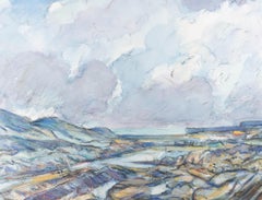 Framed Contemporary Watercolour - Rocky Beach Scene