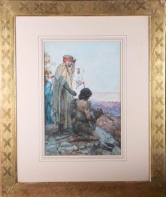 Frederick Howard Michael (1892-1929)-1910, aquarelle « Shepherds Watch The Flock » (Horloge de berger)