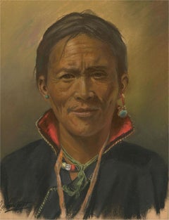 J.A. Hulbert (1900-1979) - Mid 20th Century Pastel, Tibetan Man with Collar