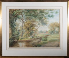 B. O. Corfe - Aquarelle du début du 20e siècle, reposant à l'abat-jour