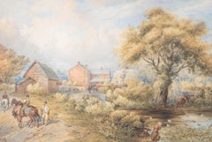 E. Walker - 1878 Watercolour, Farm at Northwood. Shropshire