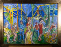 P. J. Farell - Zeitgenössische Gouache, auf dem Spielplatz