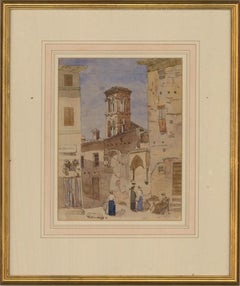 Attribut. Robert C. Goff (1837â€1922) - 1865 Aquarell, Blick auf eine italienische Townes