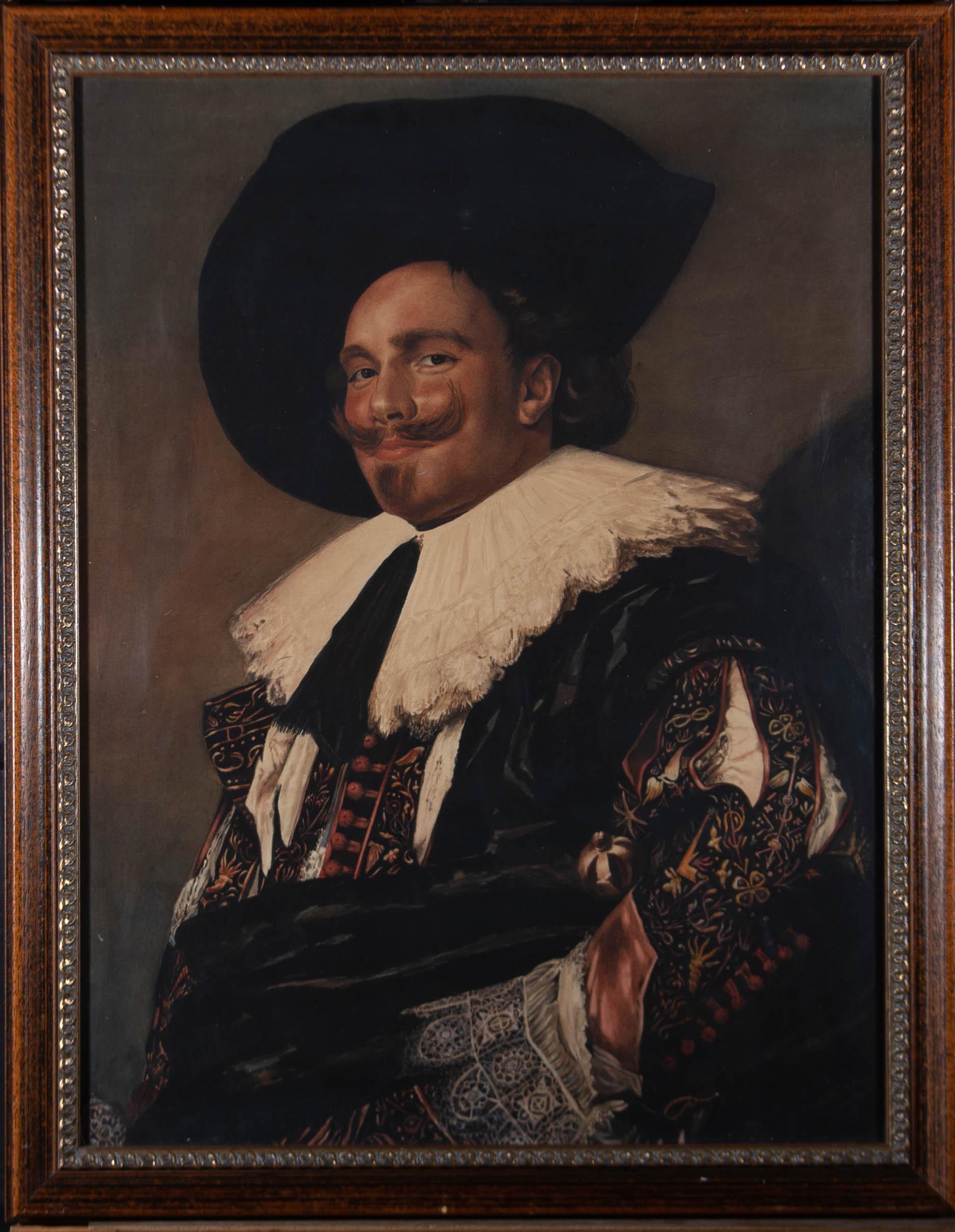 A truly masterful copy of Fran Hals' famous portrait "The Laughing Cavalier." This watercolour rendering of the infamous portrait is exquisitely painted with intense attention to detail. The artist has managed to capture incredible depth and
