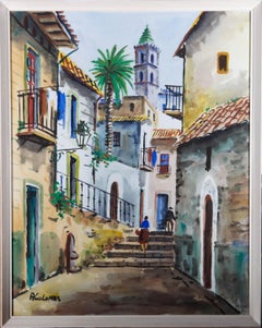 A. Colomer - 20th Century Watercolour, Vibrant Street Scene