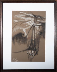 Antique N. C. - 1889 Charcoal Drawing, Horse Head Study