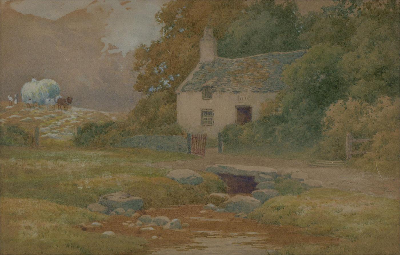 Peter Ghent RCA (1857-1911) - Late 19th Century Watercolour, Cottage by a Stream 1