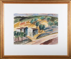 A. Barte - 1950 Watercolour, A Windy Day