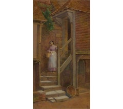 E.R. - 1888 Watercolour, Descending the Stairs