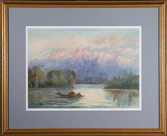 B. Maynard – Aquarell des frühen 20. Jahrhunderts, malerische Berglandschaft