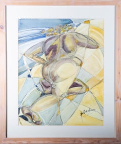 2002 Aquarelle - Figure abstraite en jaune