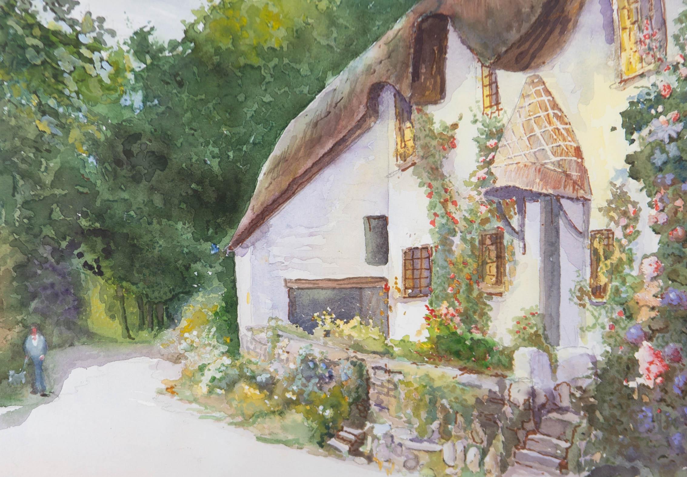 E.J.E. Bryant - 1998 Acquerello, Cottage con tetto di paglia a Ringmore, Devon in vendita 1
