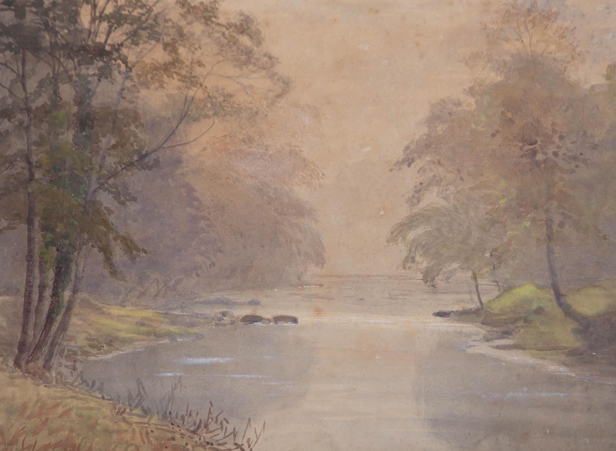 James Thomas Watts RBSA RCA LA (1849-1930) - 1879 Watercolour, Autumn River 1